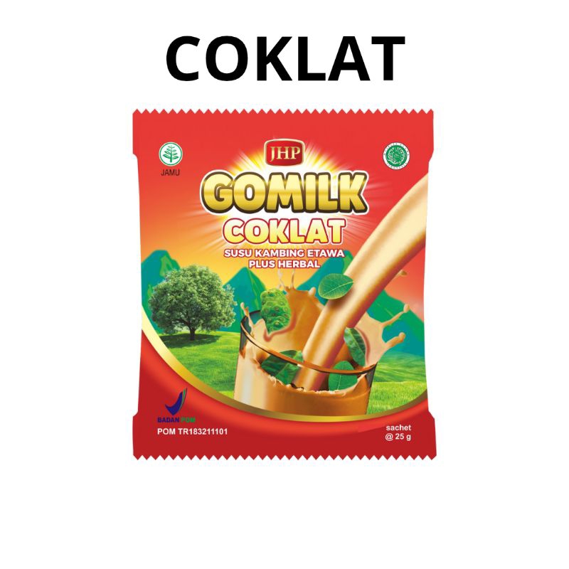 

GOMILK SACHET RASA COKLAT 25 gram - Susu Kambing Etawa Murni Plus Herbal Memelihara Kesegatan dan Daya Tahan Tubuh atau Imunitas, Perkembangan Anak, Nyeri otot, Gangguan Pernapasan, Batuk pilek