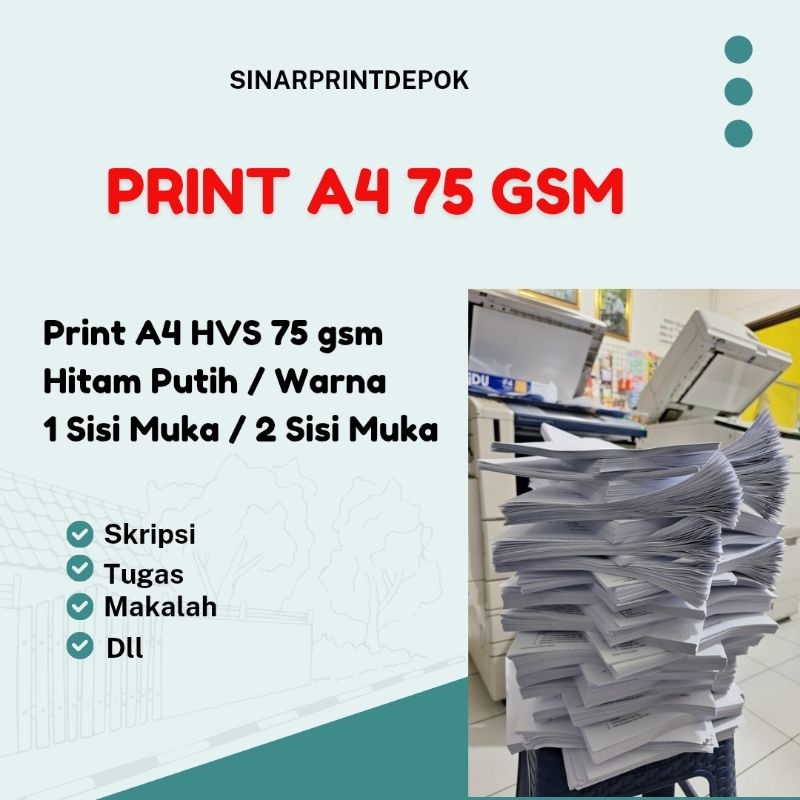 

PRINT A4 75 Gsm Buku, Makalah, Soal, Tugas, Skripsi, BERWARNA DAN HITAM PUTIH