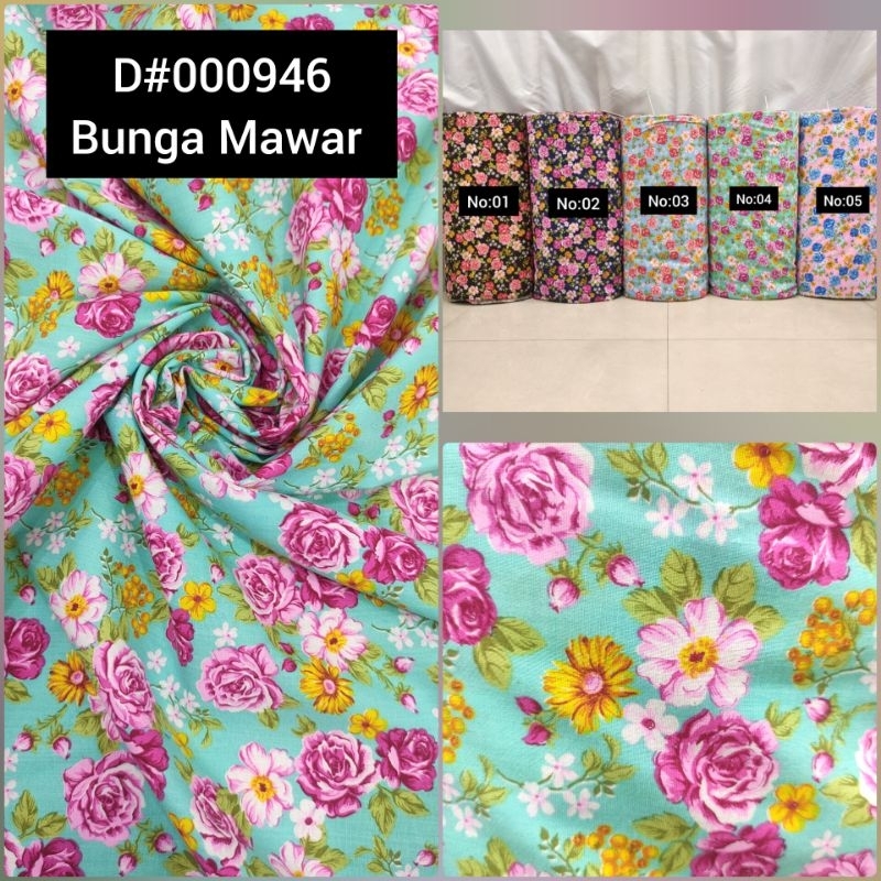 Kain Katun Lokal Motif Bunga Mawar D#000946