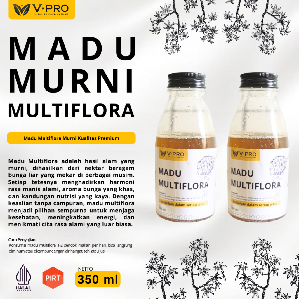 

V PRO MADU HUTAN ASLI ORIGINAL 350ML - MURNI TANPA CAMPURAN APAPUN