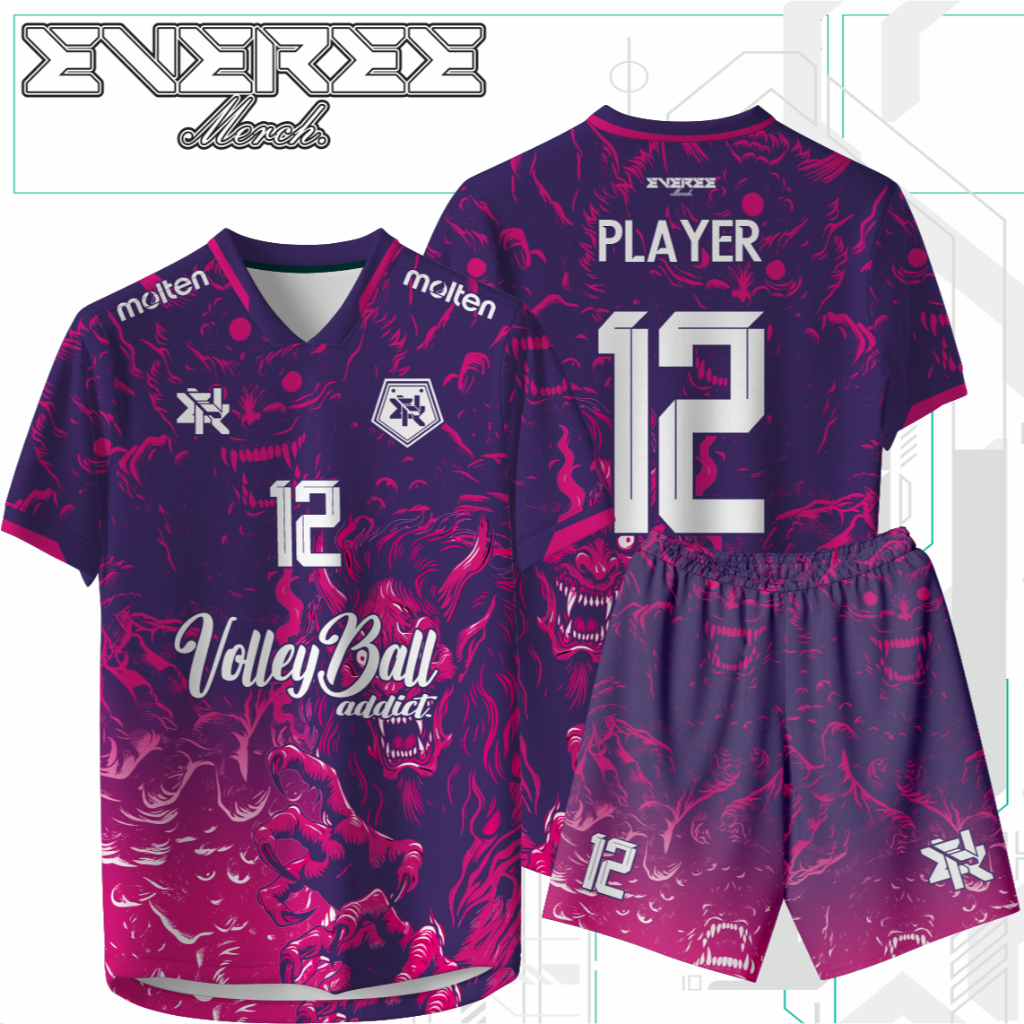 JERSEY VOLLY DEMON HUNTER BAJU VOLI COWOK CEWEK FULL PRINT GRATIS NAMA,TEAM,SPONSOR,NOMOR,LOGO