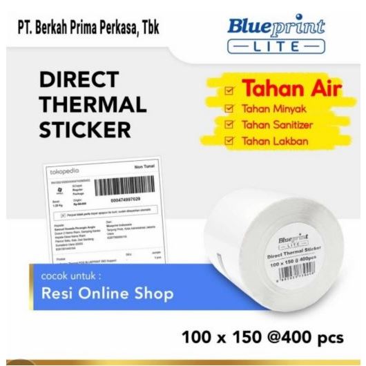 

Direct Thermal Sticker Resi Label 100x150 mm 400pcs/rol Blueprint Lite