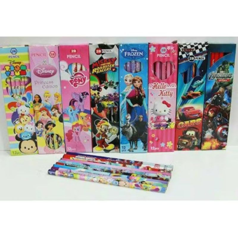 

1 Pack Isi 12 Pcs Pensil 2B Kartun Anak-anak