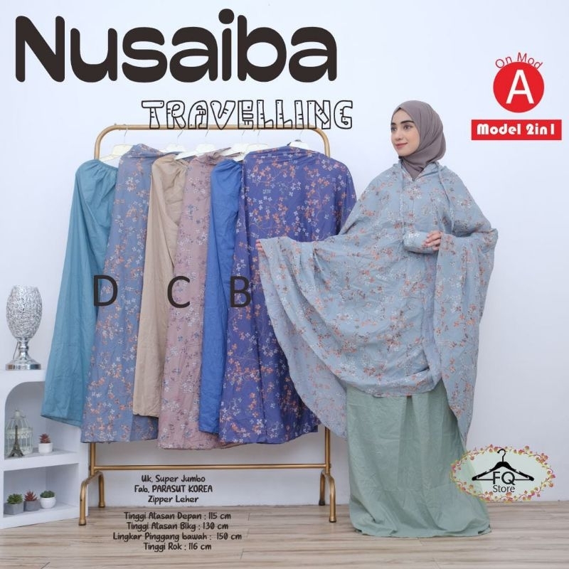 NUSAIBA MUKENA TRAVELING / MUKENA PARASUT TRAVELING / Mukena 2 in 1 parasut murah