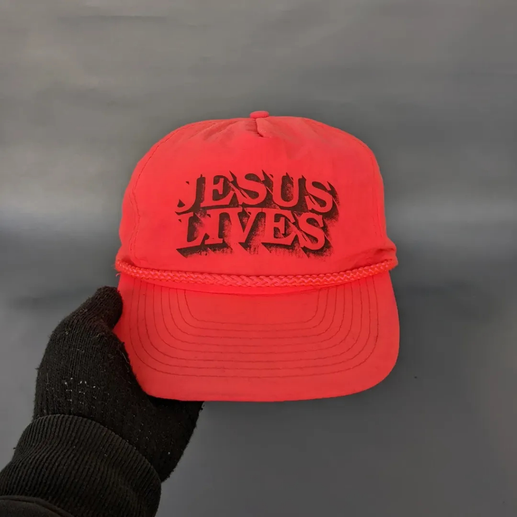 Topi Vintage Rope Hat Topi Tali Kapal Unisex Pria Wanita JESUS LIVES Bahan Nilon