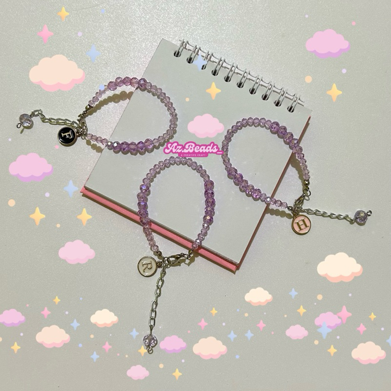 UNGU CLEAR - Gelang Crystal Inisial Bracelet by Az.Beads_