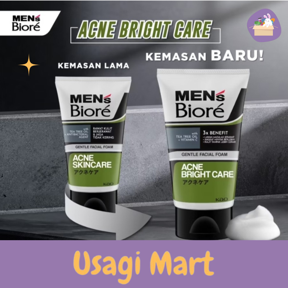 Biore Mens Facial Wash Foam 100gr Acne Skincare/ Brigth Care Sabun Muka Pria Men's