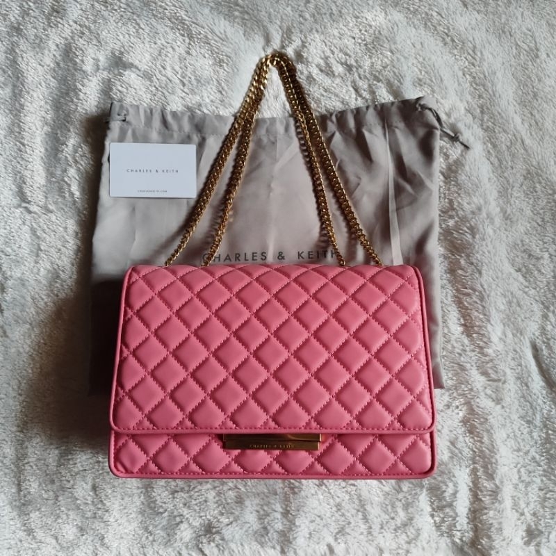Tas Charles and Keith Double Chain Handle Quilted Bag / Tas Charles & Keith Preloved Original / Tas 