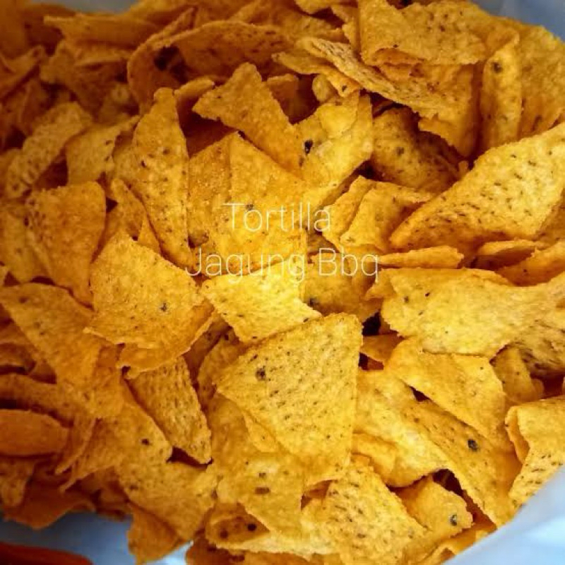 TORTILLA BBQ TES REPACK (MERK TES) 125gr / 250gr / 500gr / 1 Kg Keripik segitiga Tortilla Barbeque