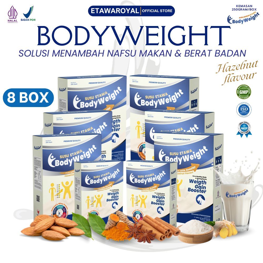 

BODYWEIGHT Susu Etawa Penggemuk Badan Terbaik Susu Kambing Etawa untuk Penambah Berat Badan dan Masa Otot Paket 8 Box