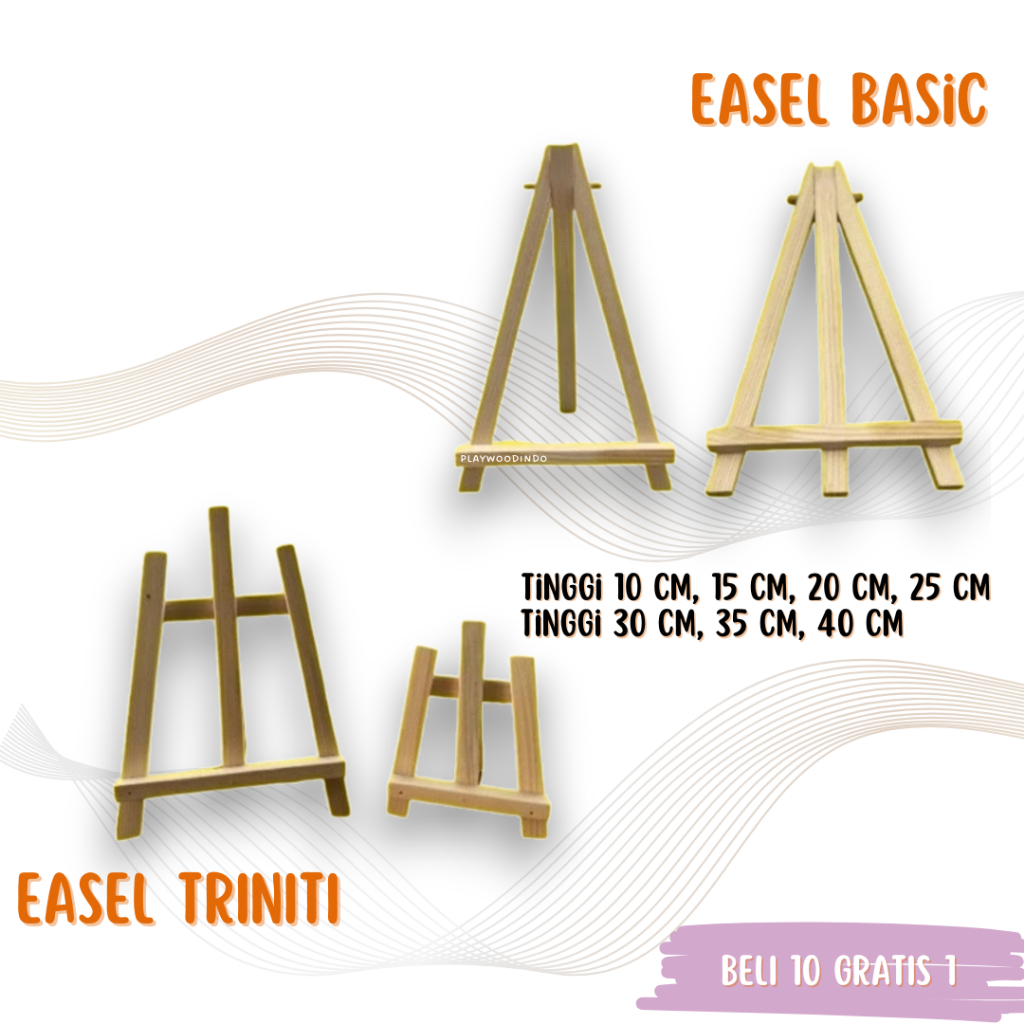 

Mini Easel Stand Tripod Kayu Wooden Easel Holder Mini 10 cm sd 40 cm Sandaran Hp Dan Kanvas Lukis