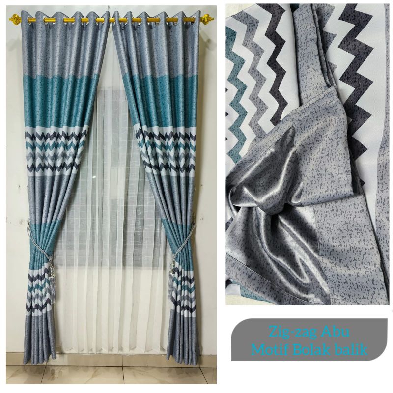 gorden minimalis motif zig zag bahan black out gorden pintu dan jendela