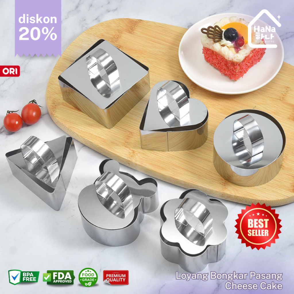 Loyang Bongkar Pasang Cheese Cake Aluminium - Cetakan Kue Bolu Mini Berbagai Bentuk