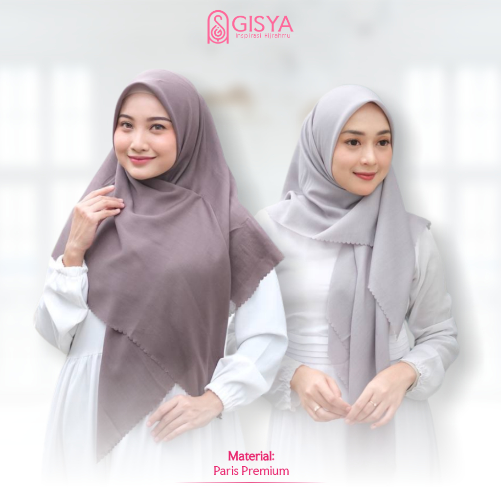 Gisya Hijab Jilbab Segi Empat Paris Premium Syar i Polos Kerudung Ukuran 120x120cm