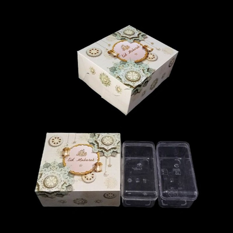 

5 Pcs Box Parcel Lebaran Hijau Muda Kemasan 2 Toples Kuker 350gr Idul Fitri 15x17x8 cm