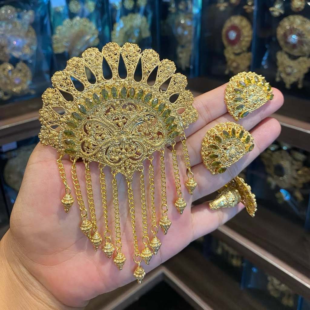 Set Bros Alpaka Bali Lapis Emas Premium Aksesoris Kebaya Pengantin Tradisional Bali Jawa