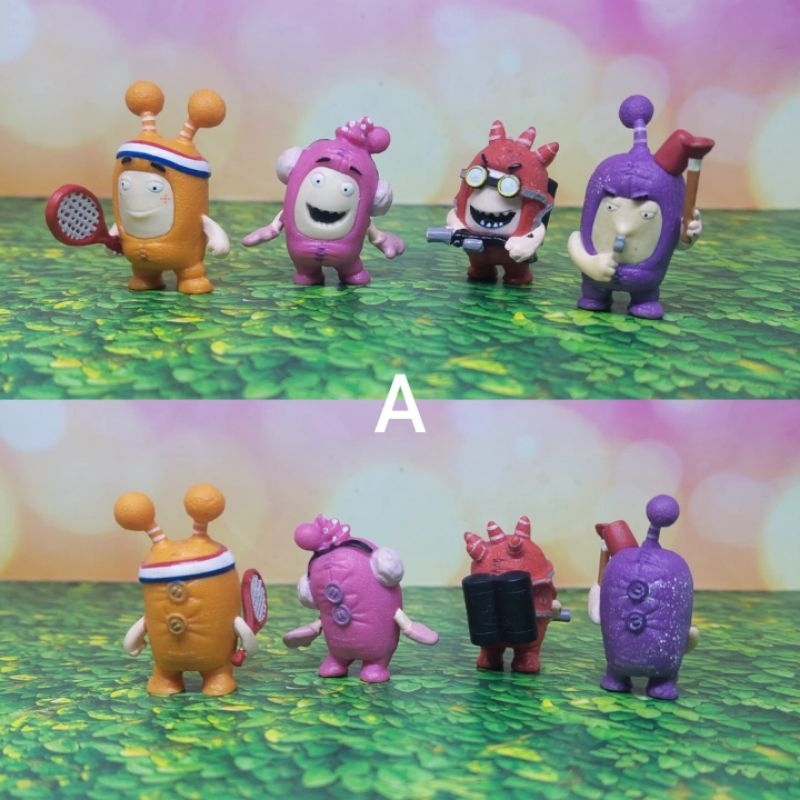 Set 4pcs Oddbods MINI 4cm ori One Animation Preloved McD Mainan Zombie Rare Happy Meal Figure