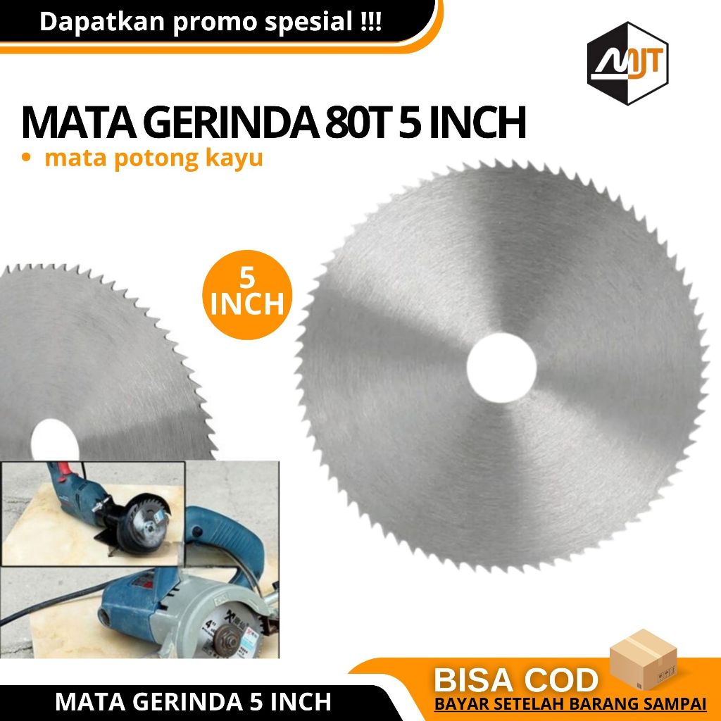 Mata Gerinda 5inch Potong Belah Kayu Mata Gerinda Gergaji Pemotong Kayu Tajam 80T 5inch