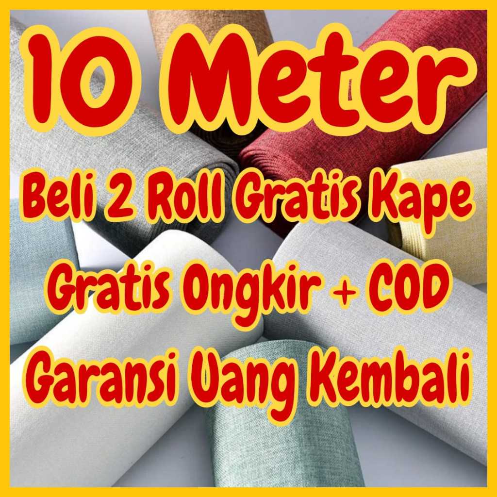 Wallpaper Dinding 10 m 10 meter 45 cm x 10 m MOTIF POLOS HIJAU BIRU ABU PUTIH POLOS PREMIUM
