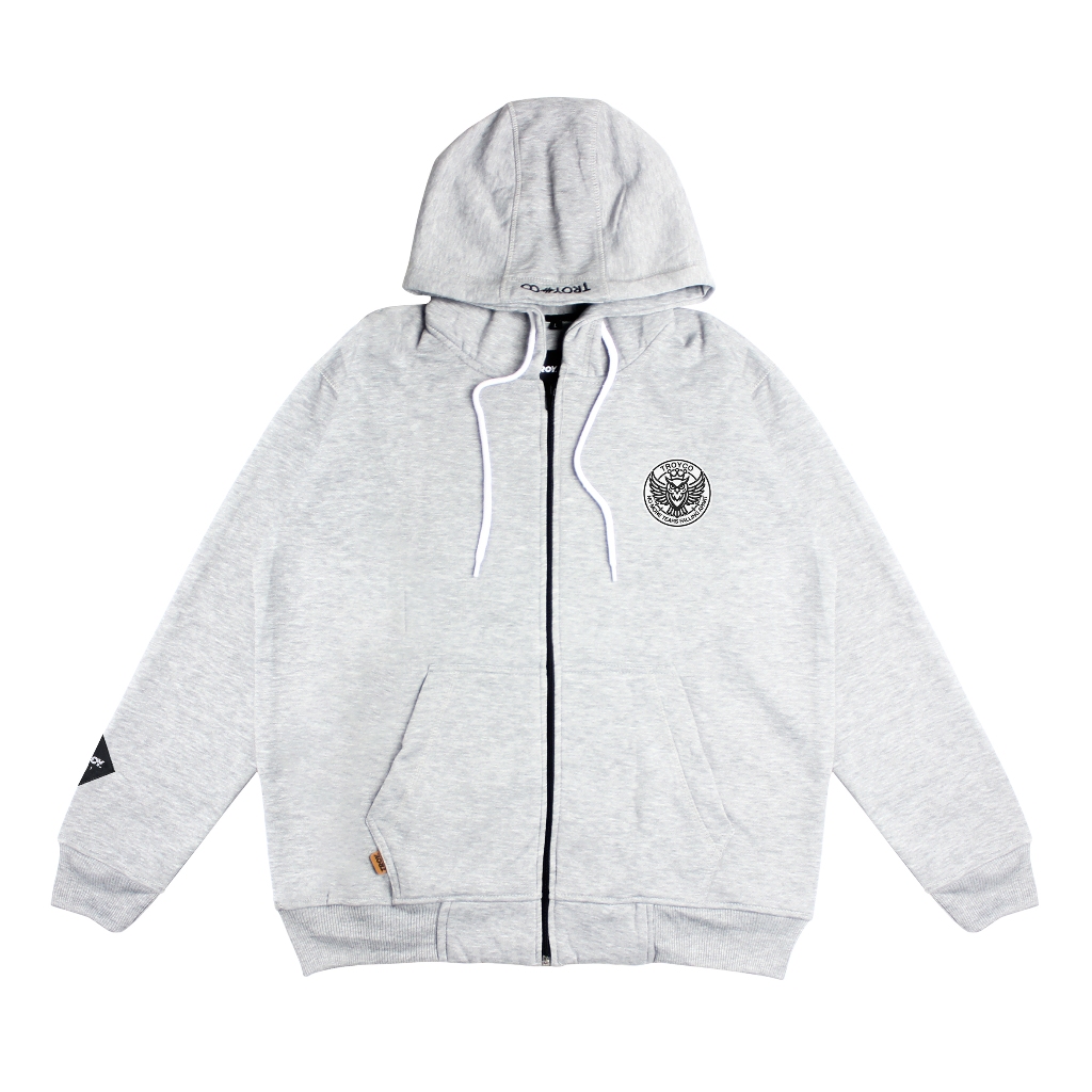 Troy Company Hoodie Zipper Grey Misty Owl Majesty - Hoodie Zipper Hoodie Abu Misty ZHD 2922