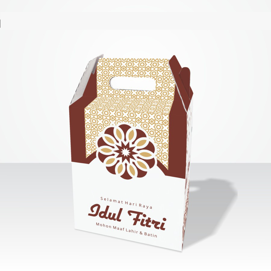 

( 5 pcs ) Box Jinjing Lebaran Kardus Tenteng Packaging Hampers Idul Fitri 23x17x29 cm