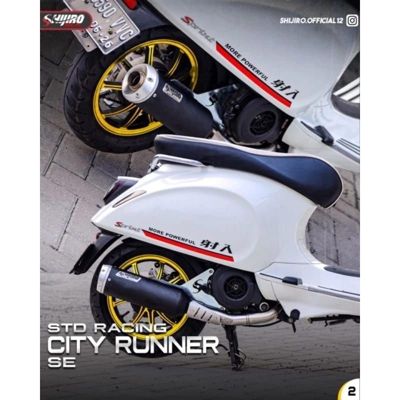 Knalpot Shijiro City Runner Vespa Matic Sprint,Iget,Lx125/150,Gts,S 125/150