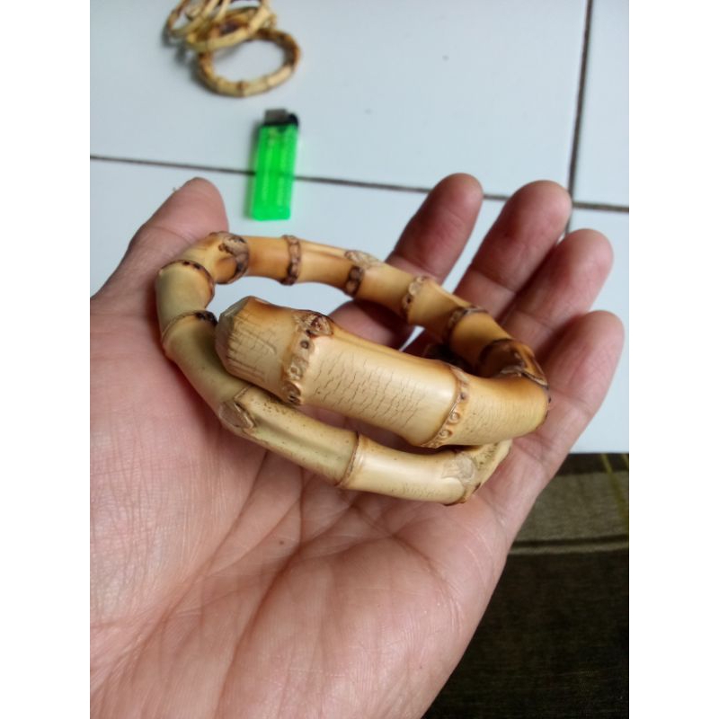 gelang bambu gelang akar bambu kuning etnik