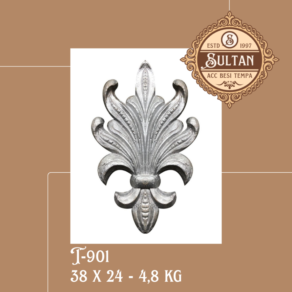 Sultan Besi Tempa / T-901 / Ornamen Daun Besi Tempa / Ornamen Pagar Besi Klasik / Aksesoris Besi Tem