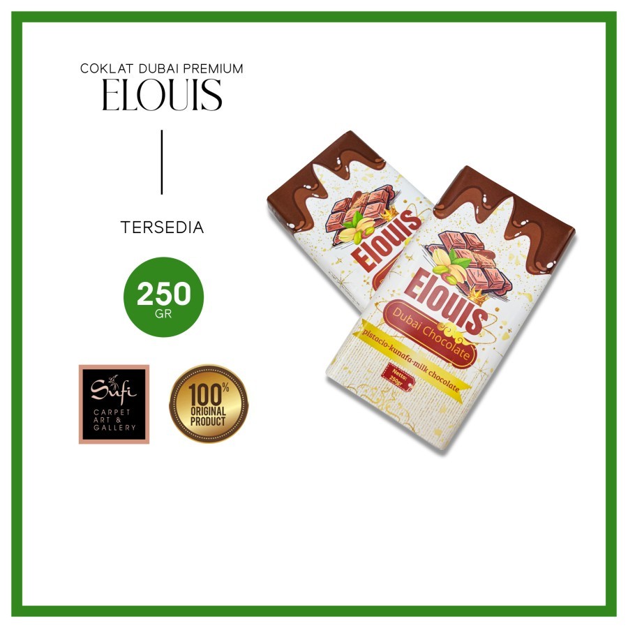 

Elouise Dubai Chocolate / Coklat Dubai Pistachio Original Premium 250 Gr