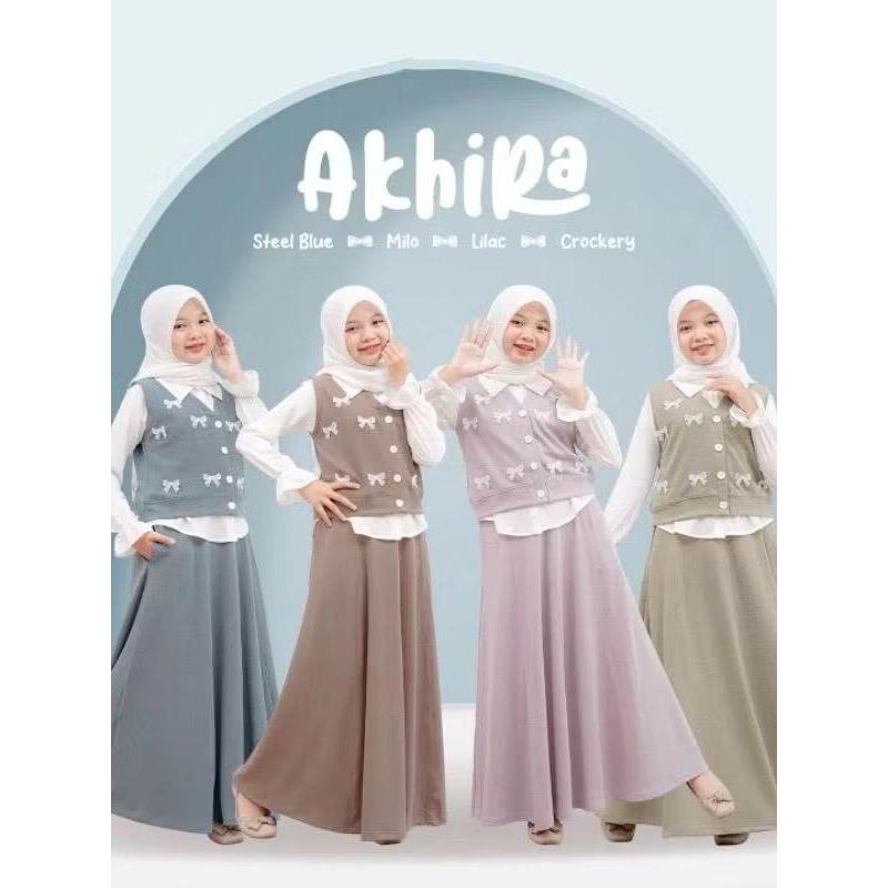 Akhira Set Kids 3in1 Setelan Anak Umur 8 9 10 11 12 Tahun Bahan Knit Florencia Mix Linen Set Rok Ana