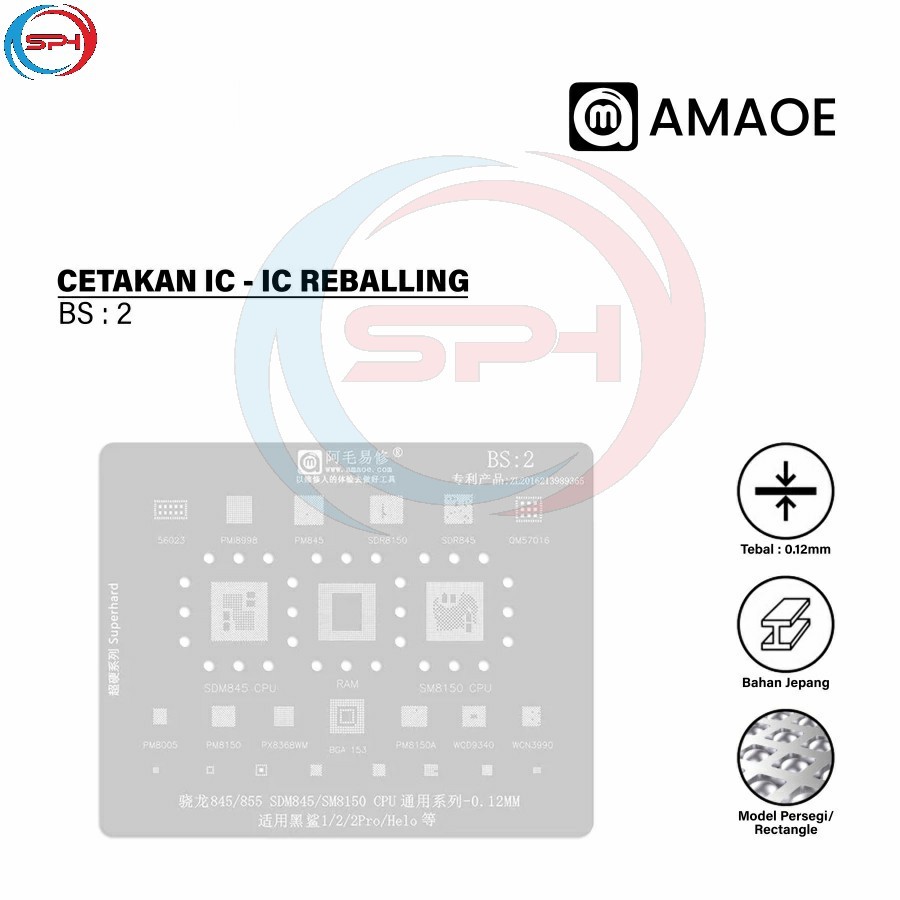 Amaoe BS 2 Cetakan IC BGA Reballing Stencil For Xiaomi Black Shark 1/2/2 Pro/Helo SM8150 SDM845 CPU 