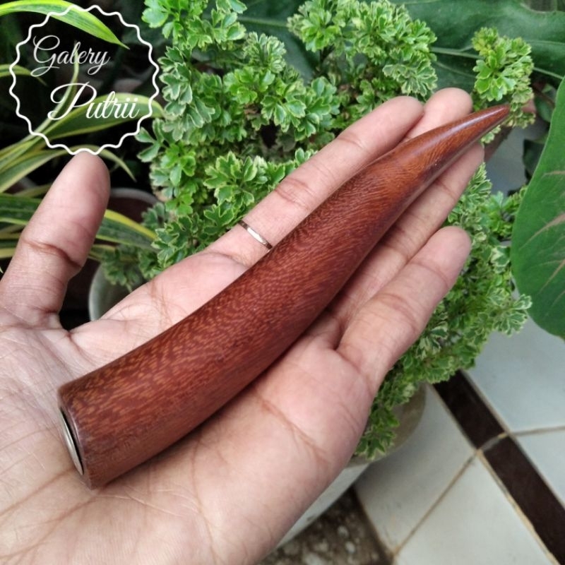 Pipa once / once cangklong / pipa rokok / padutan kayu kelor emas lengkung