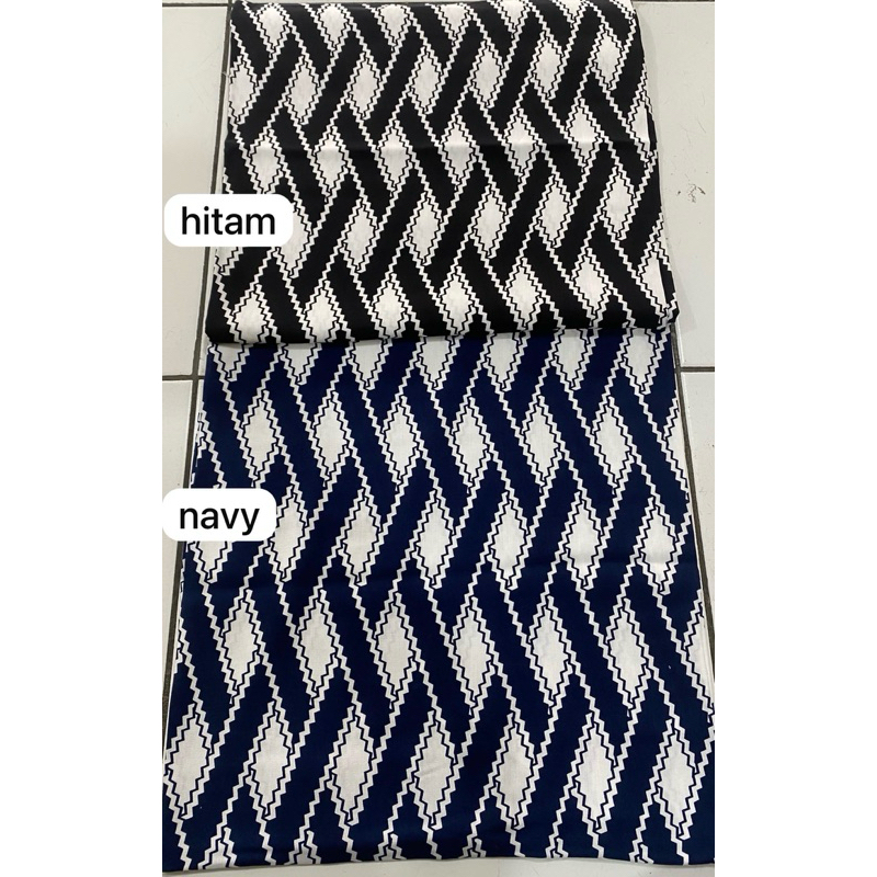 kain katun rayon viscose premium motif abstrak kotak hitam dan navy terbaru best seller