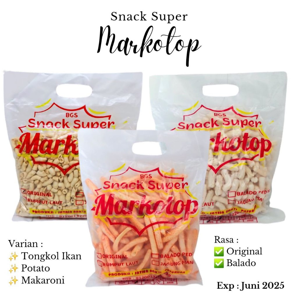 

Super Markotop Snack Makanan Ringan Camilan Makaroni Gurih Renyah Kemasan 250gr