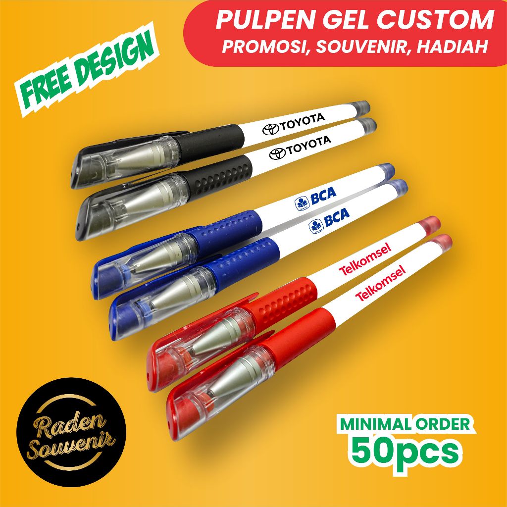 

Pulpen Gel Custom Logo Desain Seminar Souvenir Promosi Gift Pernikahan