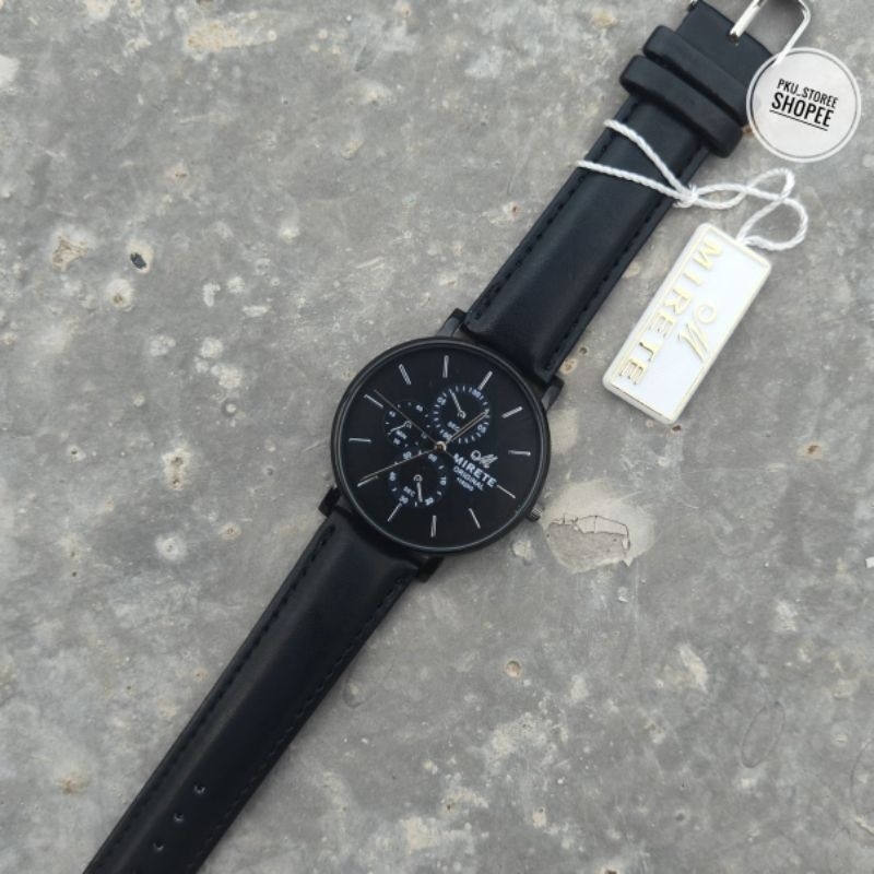MIRETE  Jam Tangan Pria Tali Kulit Mirete Original Casual Dan Simple/Jam Tangan Pria Murah Kekinian 