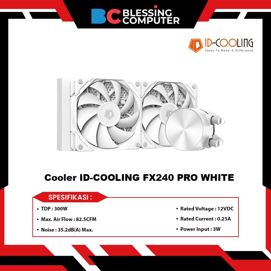 Cooler ID-COOLING FX240 PRO WHITE AIO CPU WATER Cooling / Fan Processor / Kipas Processor