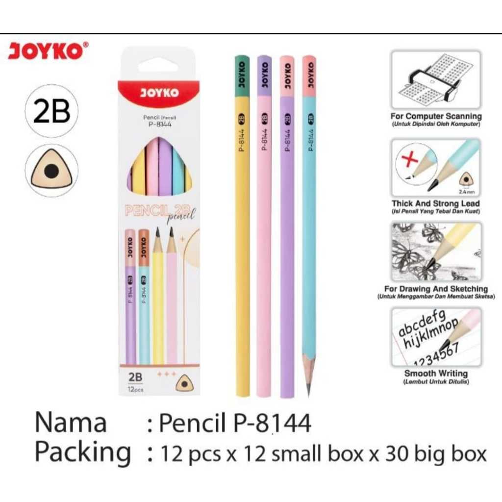 

Pensil 2B Joyko Pastel P-8144 ( 1 LUSIN )