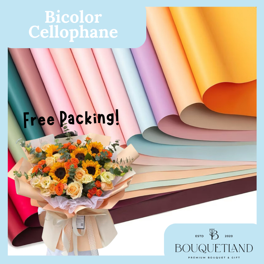 

(5 Lembar) BICOLLOR CELLOPHANE | KERTAS BUKET BUNGA | BOUQUET WRAPPING PAPER | PEMBUNGKUS BUKET READY STOCK