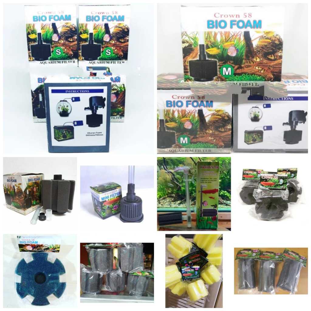 MINIMALIS FILTER SISTEM REFILL Bio Foam S M L Mini Breeding Oksigen Ikan Hias Aquarium Gelembung Uda
