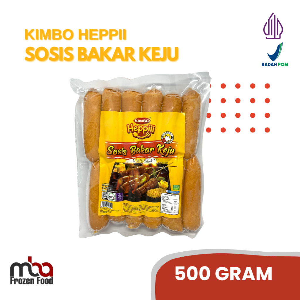 

Kimbo Heppi Sosis Bakar Keju 500 Gram /Sosis /Ayam /Sapi /Frozenfood /Camilan /Snack /Makananringan /Lauk /Dagingcincang /Daging /Sate /Bakar /Goreng /Sop /Masak /Masakan