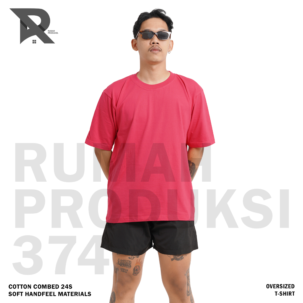 KAOS BAJU OVERSIZE BOXY BASIC POLOS ELEKTIK PINK FANTA | VINTAGE | OVERSIZED T-SHIRT ELECTRIC PINK P