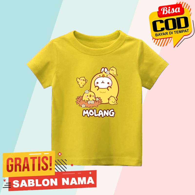 Baju Kaos Anak Molang / Kaos Anak Laki Laki & Perempuan Custom Nama Molang