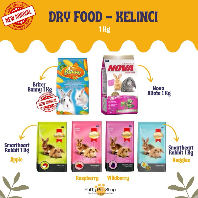 [PAKAN KELINCI] Pakan kelinci All variant Smartheart, Nova alfafa, Briter Bunny 1 kg