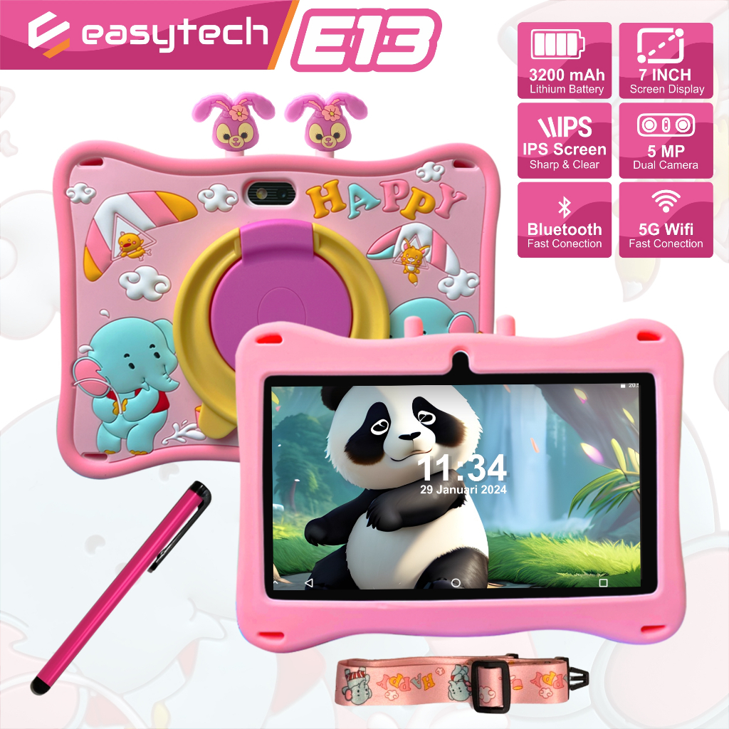Tablet Android Anak Easytech E-13 / Tablet Belajar Anak / Tablet Layar Sentuh IPS Screen WIFI ONLY