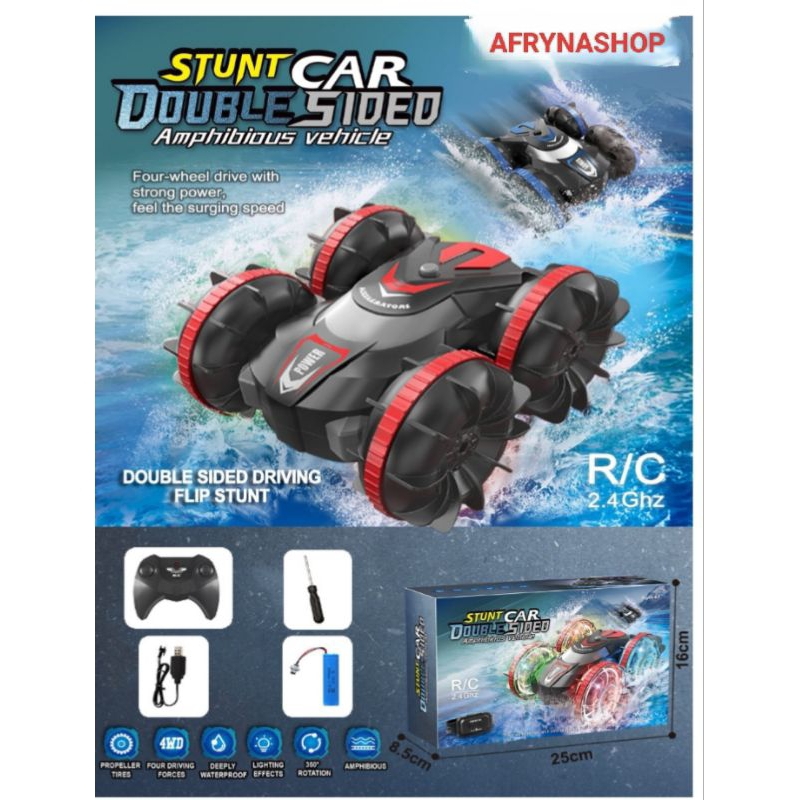 Amphibious stuntcar mobil rc bisa di air & darat 360° mobil ampibi rc amfibi