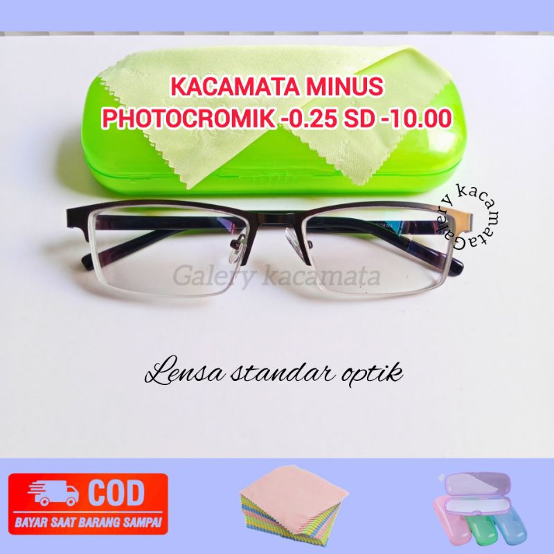 Kacamata Minus Photocromic -0.25 sd -10.00 Kacamata Rabun Jauh Pria dan Wanita Kacamata Minus Tinggi