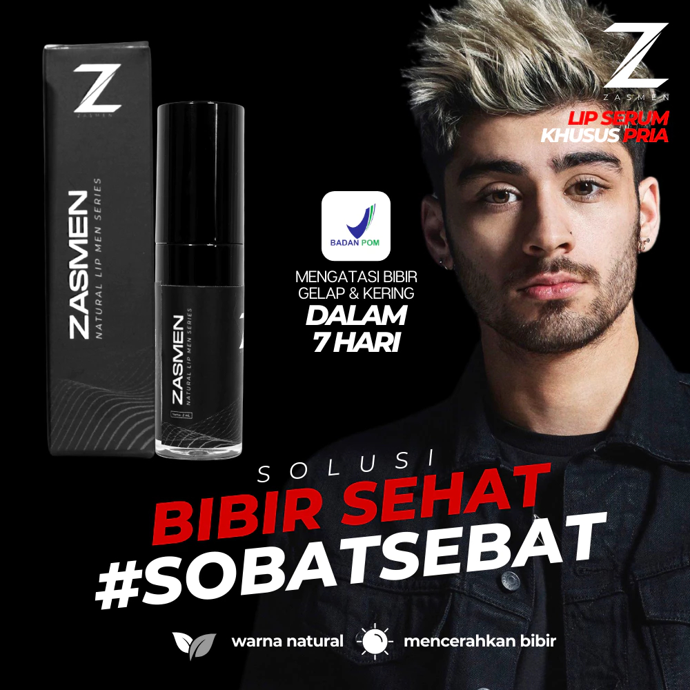 ZASMEN Men Lip Serum Serum Bibir Pria BPOM Terbukti Ampuh Cerahkan Bibir Hitam Gelap Kering Pecah Pe