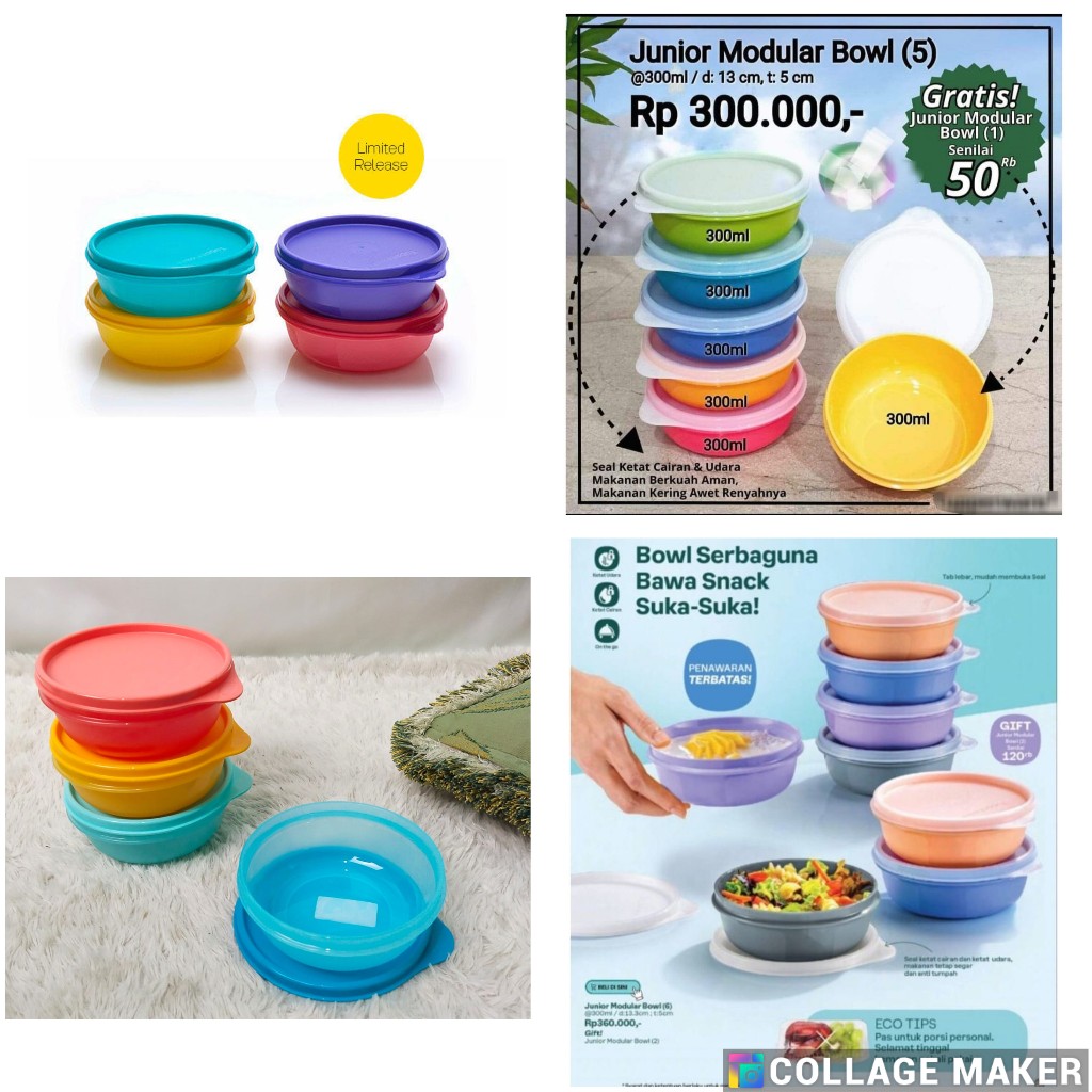 tupperware junior modular bowl 300 ml mangkok mpasi tempat bekal