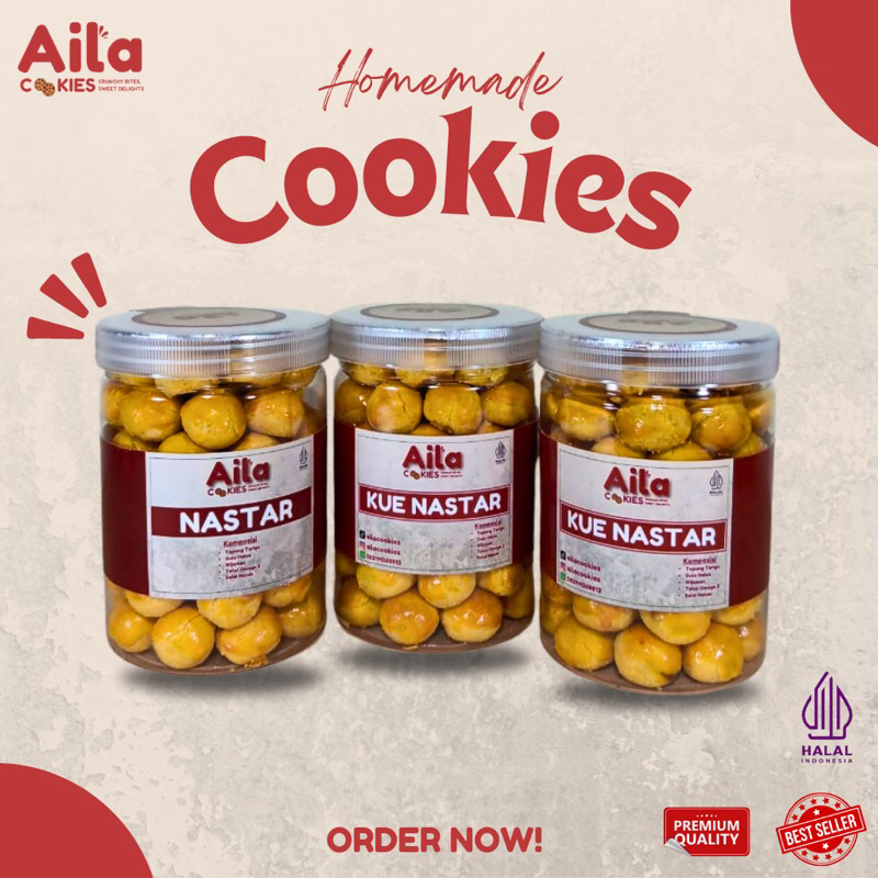 

Kue Nastar Lebaran Premium 500gr Aila Cookies Halal Lembut Isi Selai Nanas Melimpah